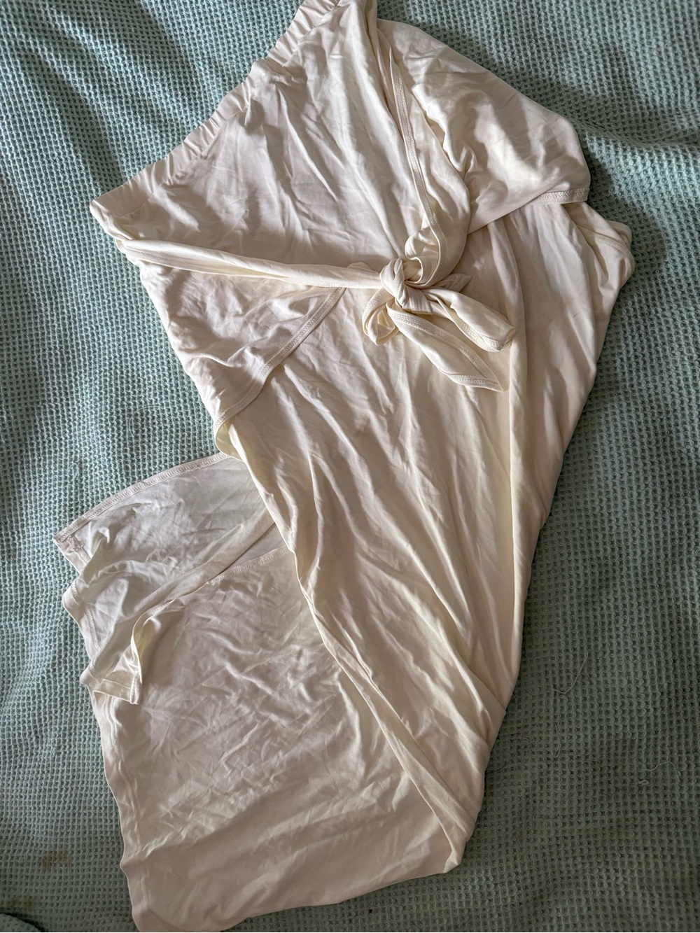 NY Collection Cream Wrap Robe with Tie